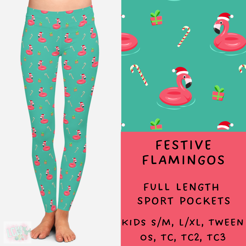 Ready To Ship - Coastal Christmas  - Festive Flamingos