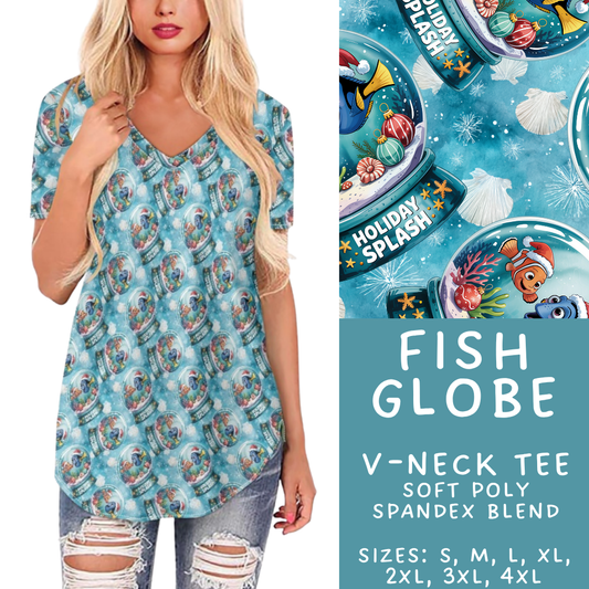 Batch #432 - Winter Globes - Closes 10/17 - ETA early December - Fish Globe V-Neck Tee