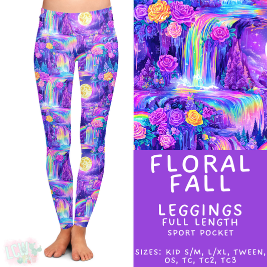 Ready to Ship Floral Fall Full Length Leggings - Sport Pocket OS
