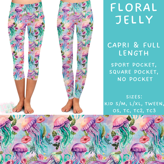 Ready to Ship - Floral Jelly Full Length Leggings - Square Pocket OS