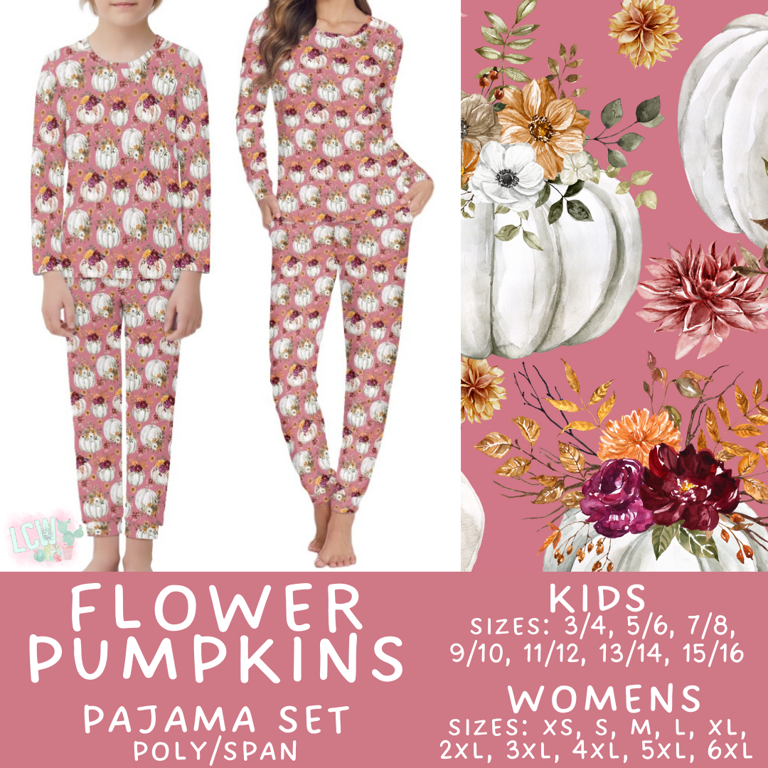 Batch #406 - Fall Family Pajamas - Closes 9/3 - ETA mid/late October -  Flower Pumpkins Women's & Kid's Pajama Set