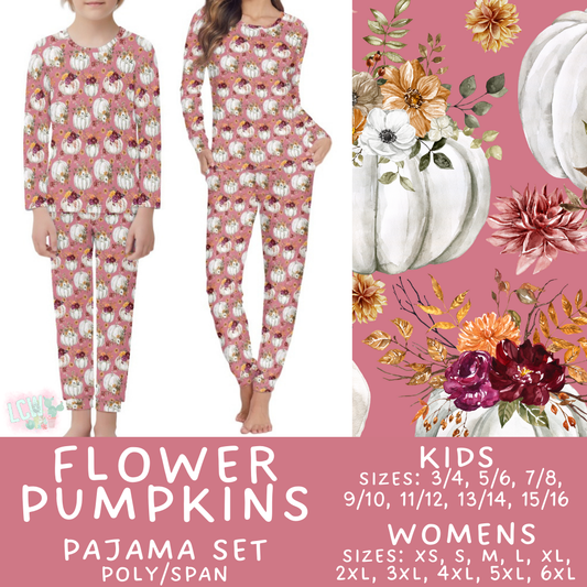 Batch #406 - Fall Family Pajamas - Closes 9/3 - ETA mid/late October -  Flower Pumpkins Women's & Kid's Pajama Set
