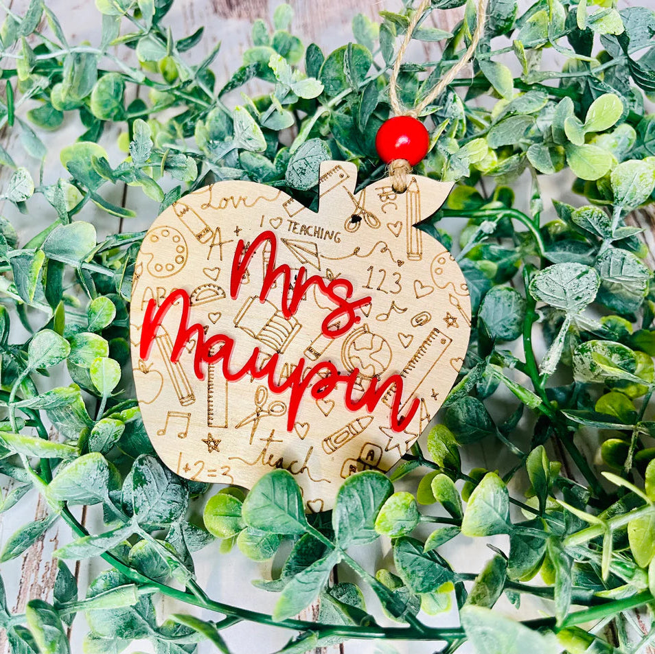 Teacher Apple Custom Ornament