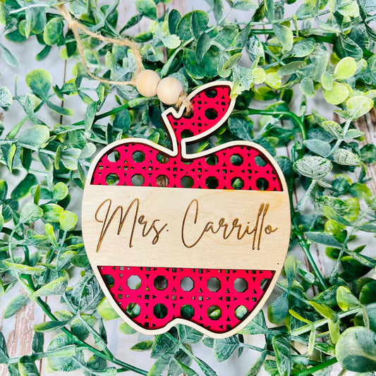 Rattan Teacher Apple Custom Ornament