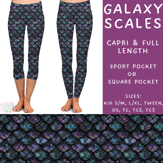 Ready To Ship - Galaxy Scales Capri Length Leggings- Sport Pocket TC