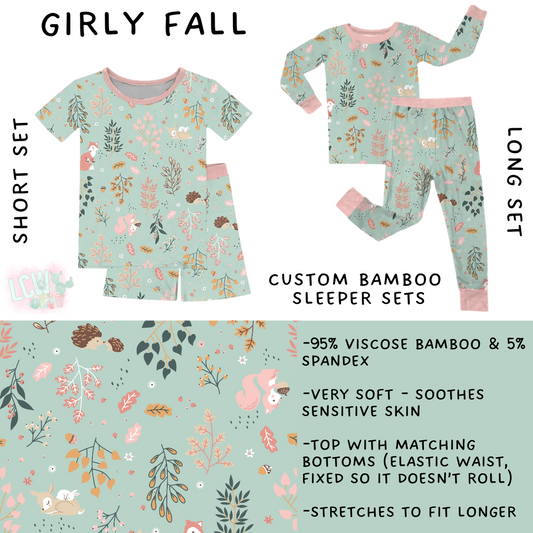 Batch #402 - Little Dreamers HalloFall - Closes 8/27 - ETA mid October - Girly Fall Bamboo Short and Long Sleeper Set