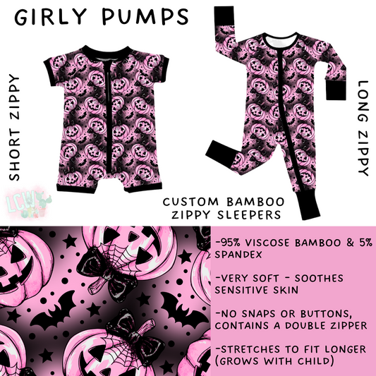 Batch #402 - Little Dreamers HalloFall - Closes 8/27 - ETA mid October - Girly Pumps Short and Long Zippy Sleeper