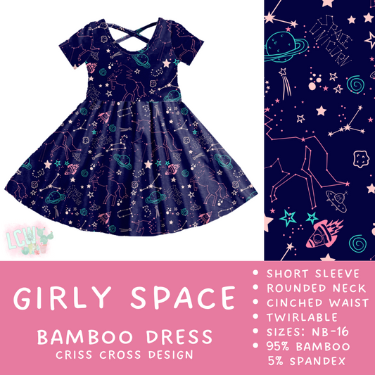 Ready to Ship - Girly Space Criss-Cross Bamboo Dress - 3T, 4T & 5T