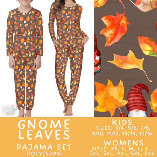Batch #406 - Fall Family Pajamas - Closes 9/3 - ETA mid/late October - Gnome Leaves Women's & Kid's Pajama Set