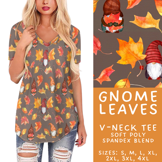 Batch #407 - Fall Fun 2 - Closes 9/4 - ETA mid/late October - Gnome Leaves V-Neck Tee