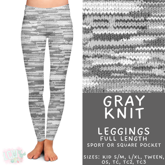 Ready to Ship Gray Knit Full Length Leggings Sport Pockets - OS