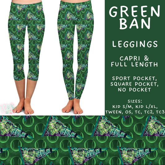 Batch #542 - Pennant Banner Collection - Closes 6/12 - ETA mid August - Green Ban Full and Capri Length Leggings