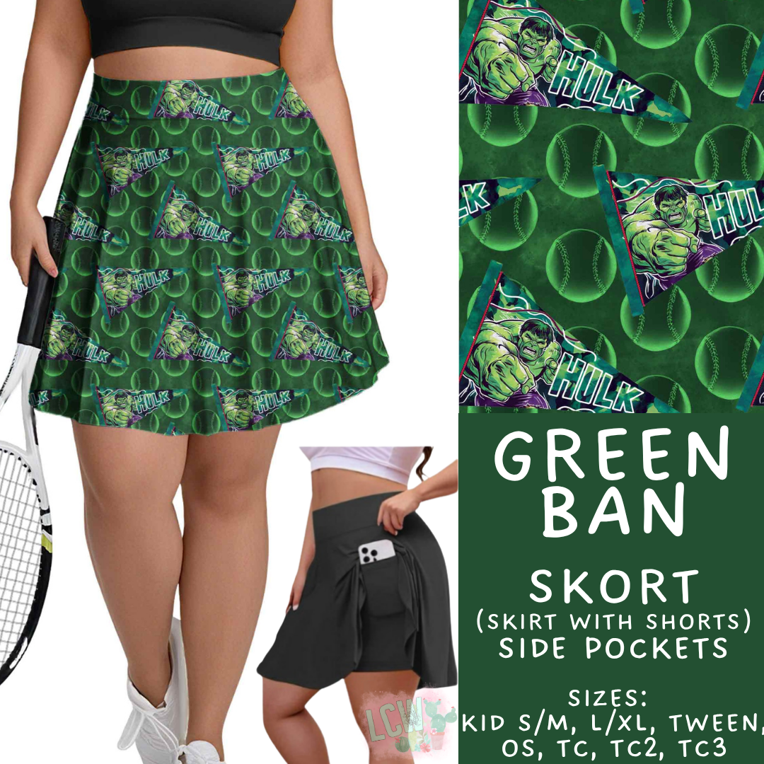 Batch #542 - Pennant Banner Collection - Closes 6/12 - ETA mid August - Green Ban Skort
