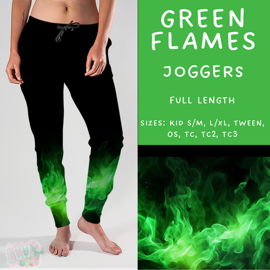 Ready To Ship - Green Flames Joggers - OS