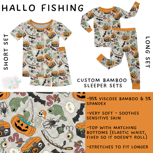Batch #402 - Little Dreamers HalloFall - Closes 8/27 - ETA mid October - Hallo Fishing Bamboo Short and Long Sleeper Set