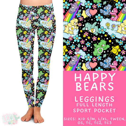 Ready to Ship - Happy Bears Full Length Leggings - Sport Pocket TC