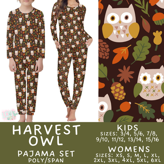 Batch #406 - Fall Family Pajamas - Closes 9/3 - ETA mid/late October - Harvest Owl Women's & Kid's Pajama Set
