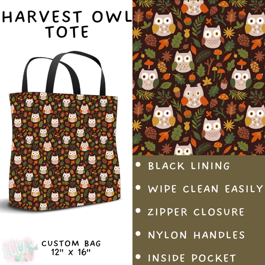 Batch #407 - Fall Fun 2 - Closes 9/4 - ETA mid/late October - Harvest Owl Tote