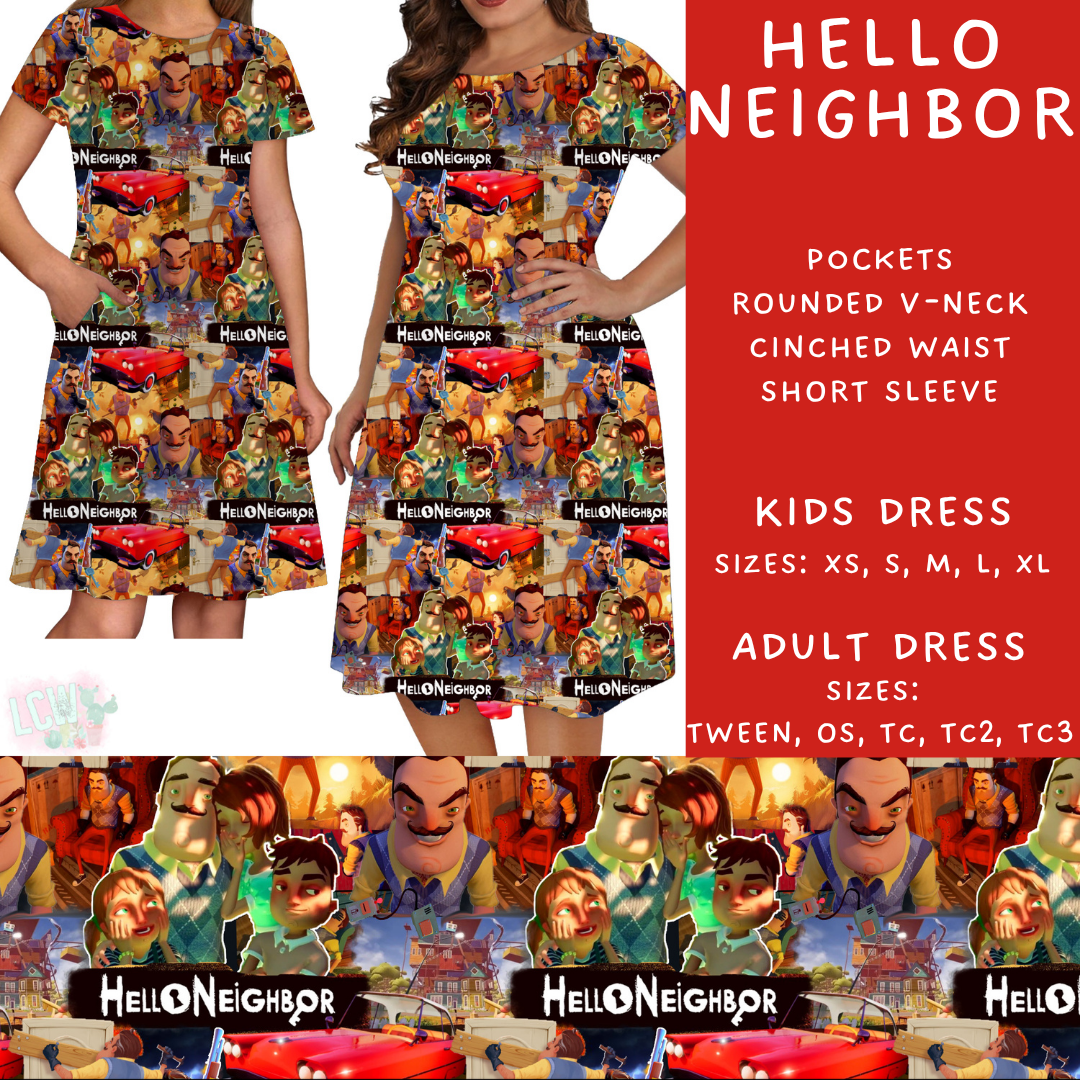 Batch #370 - Fun Run 12 - Closes 7/8 - ETA early Sept - Hello Neighbor Adult & Kids Dresses