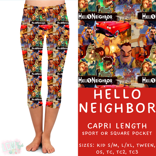 Batch #370 - Fun Run 12 - Closes 7/8 - ETA early Sept - Hello Neighbor Capri Length Leggings