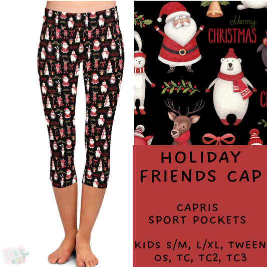 Ready To Ship - Comfy Christmas - Holiday Friends Capri Length Leggings TC