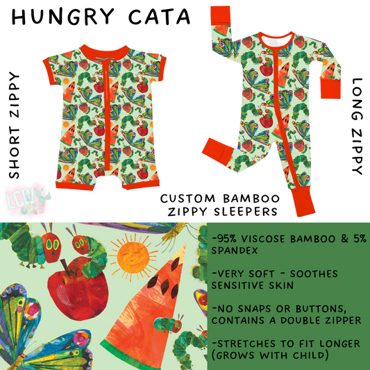 Ready To Ship - Hungry Cata Short Zip - 6-12 Mos & Long Zip - 0-3 Mos