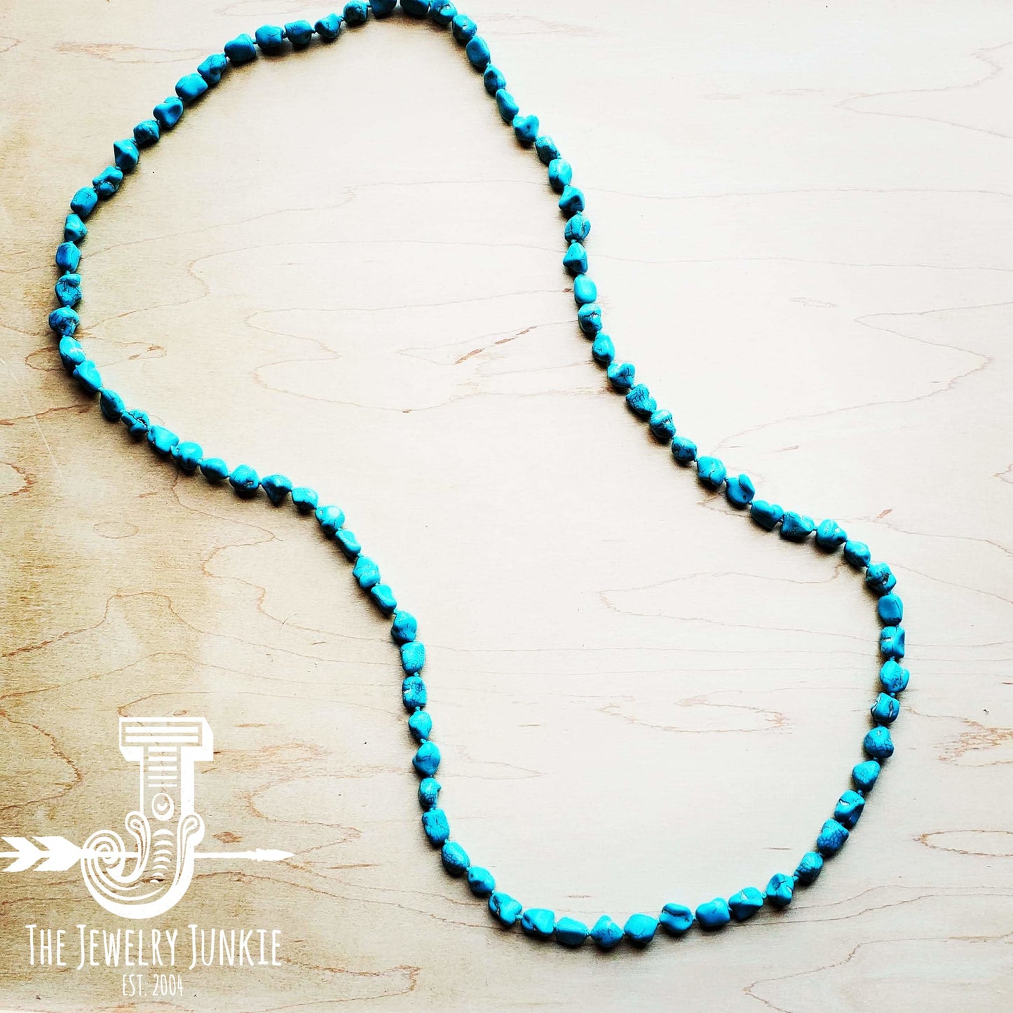 Long Boho Turquoise Beaded Necklace  248c*
