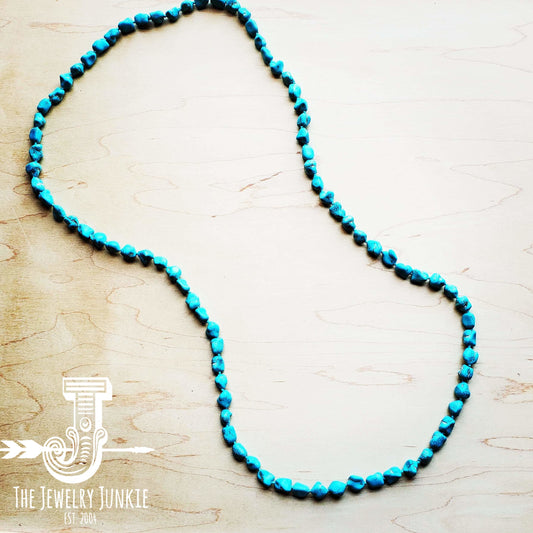 Long Boho Turquoise Beaded Necklace  248c*