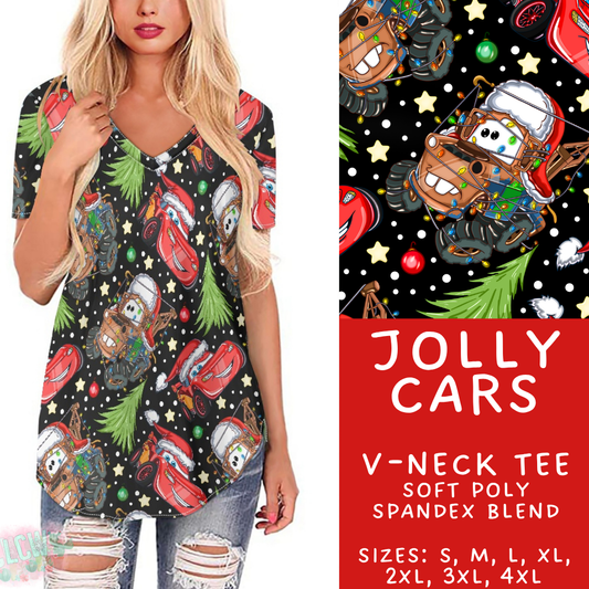 Batch #434 - Magical Christmas - Closes 10/22 - ETA early Dec - Jolly Cars V-Neck Tee