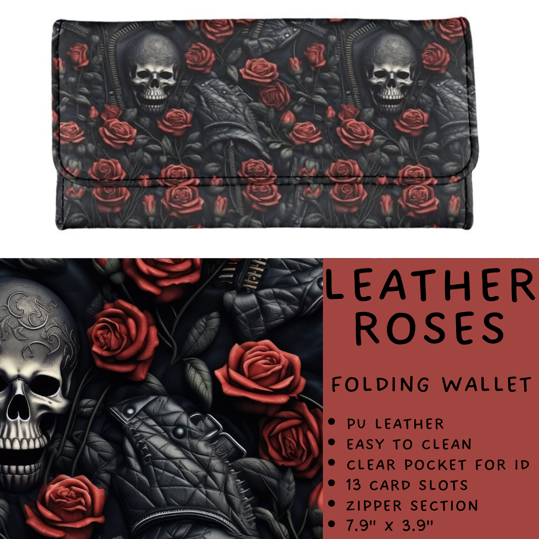 Batch #265 - Card Holders & Foldable Wallets - Closes 1/1 - ETA mid Feb - Leather Roses Foldable Wallet