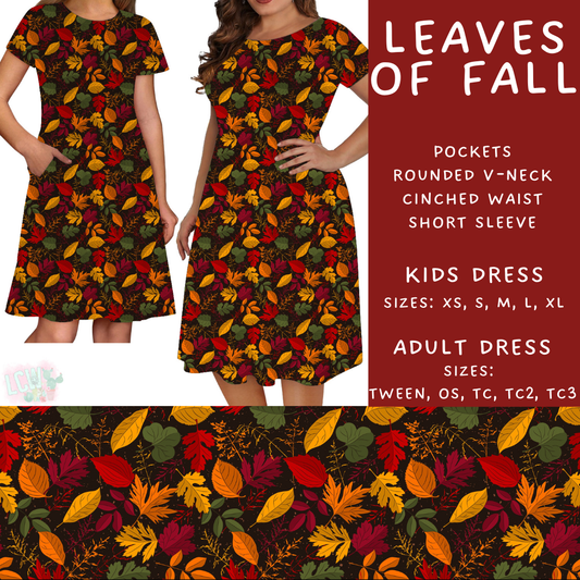 Batch #407 - Fall Fun 2 - Closes 9/4 - ETA mid/late October - Leaves of Fall Womens & Girls Dresses