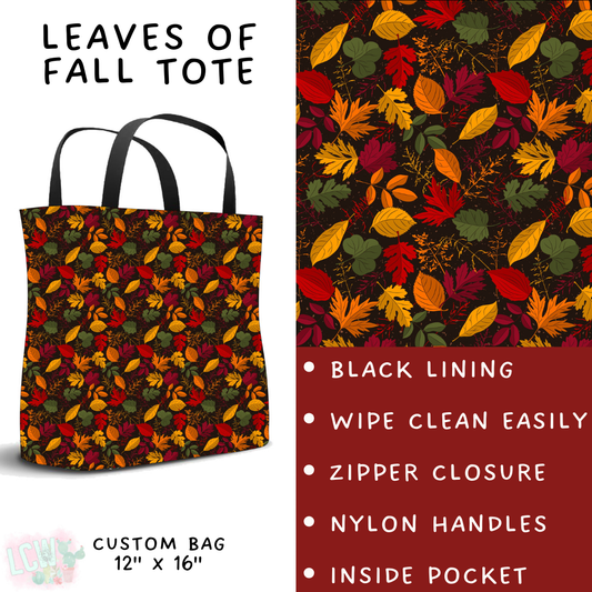 Batch #407 - Fall Fun 2 - Closes 9/4 - ETA mid/late October - Leaves of Fall Tote