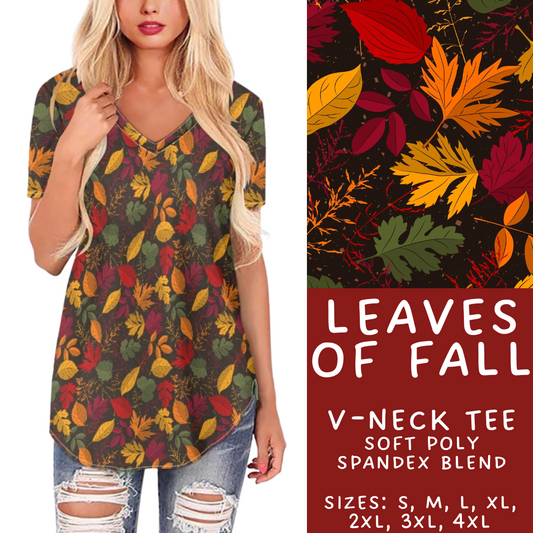Batch #407 - Fall Fun 2 - Closes 9/4 - ETA mid/late October - Leaves of Fall V-Neck Tee