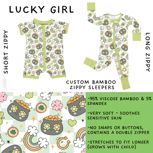 Batch #455 - Little Dreamers Lucky in Love - Closes 11/27 - ETA mid January - Lucky Girl Short and Long Zippy Sleeper