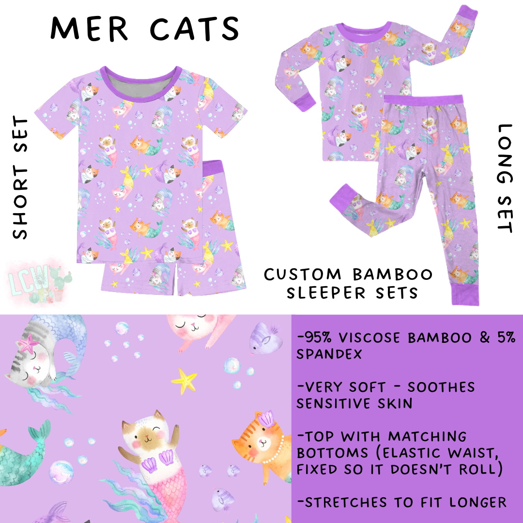 Ready to Ship - Mer Cats Bamboo Short Set - 4T