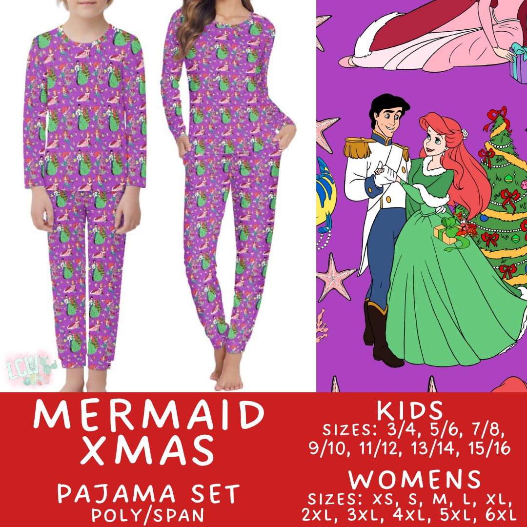 Batch #430 - Magical Christmas Family Pajamas - Closes 10/15 - ETA late Nov - Mermaid Xmas Women's & Kid's Pajama Set