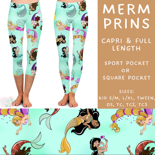 Ready To Ship - Merm Prins Full and Capri Length Leggings -
