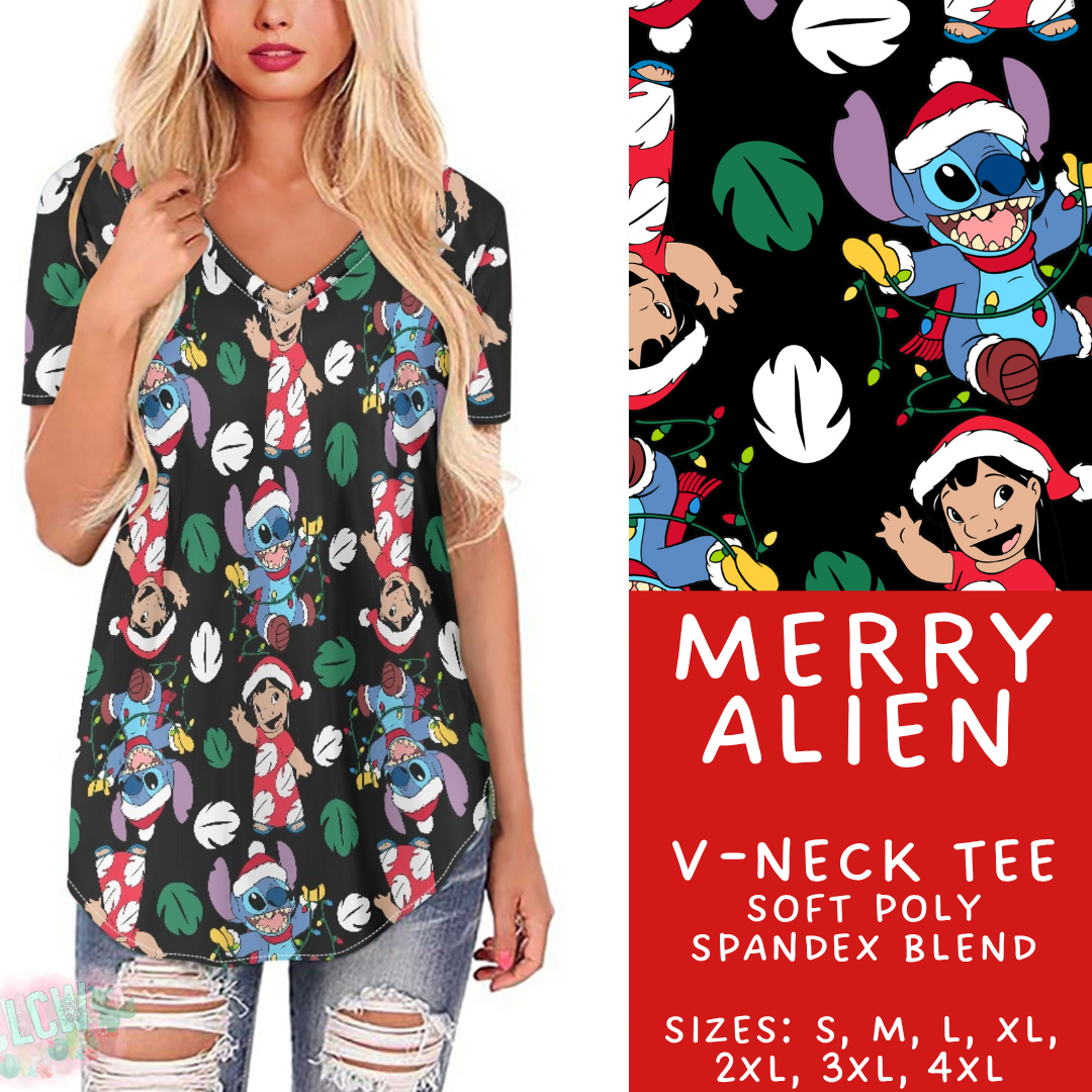 Batch #434 - Magical Christmas - Closes 10/22 - ETA early Dec - Merry Alien V-Neck Tee