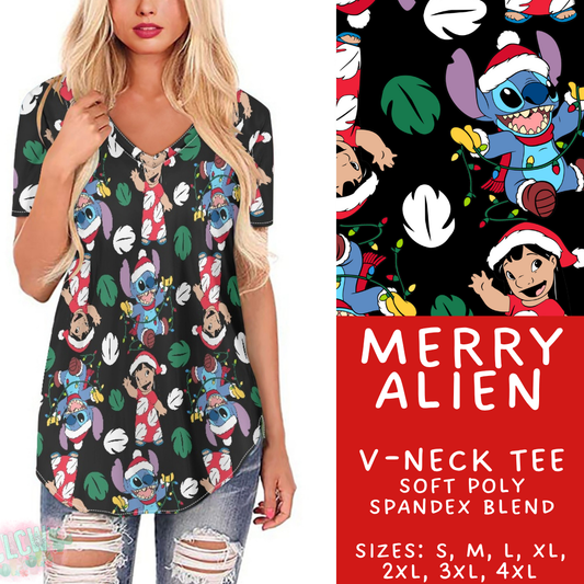 Batch #434 - Magical Christmas - Closes 10/22 - ETA early Dec - Merry Alien V-Neck Tee
