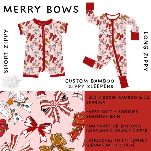 Ready to Ship - Merry Bows Long Zippy Sleeper - 2T & 4T