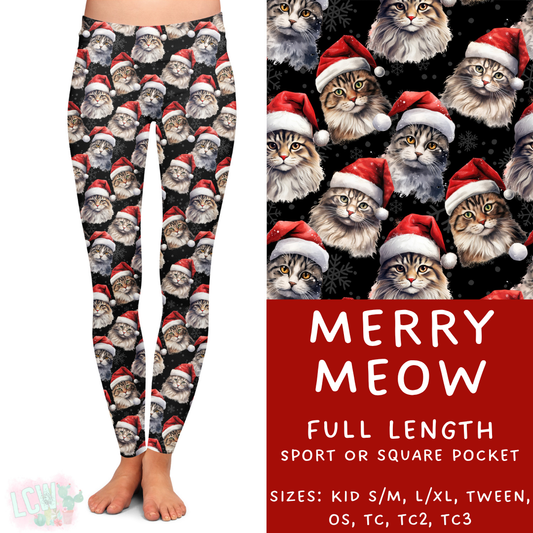 Ready To Ship - Merry Meow Full Length Leggings - TC2 Square Pocket