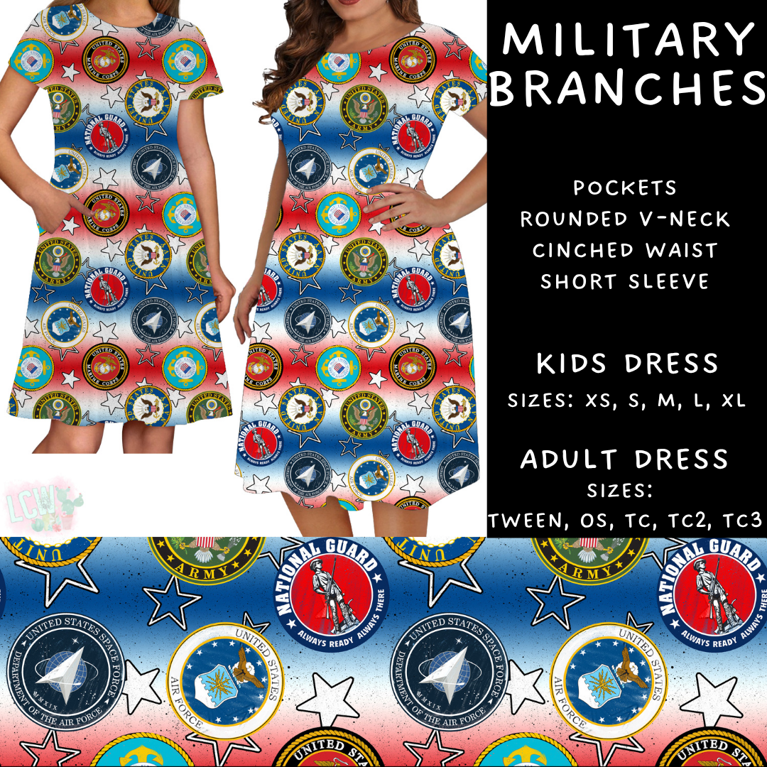 Batch #370 - Fun Run 12 - Closes 7/8 - ETA early Sept - Military Branches Adult & Kids Dresses