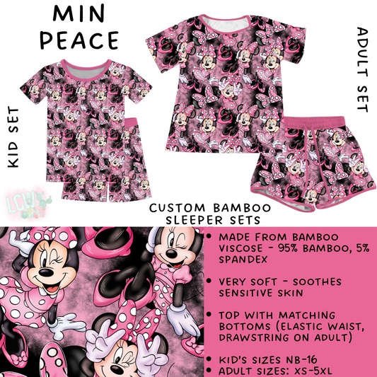 Ready To Ship - Min Peace Adult & Kid's Bamboo Short Sleeper Set - 4T, 5T, 6T & Adult XL
