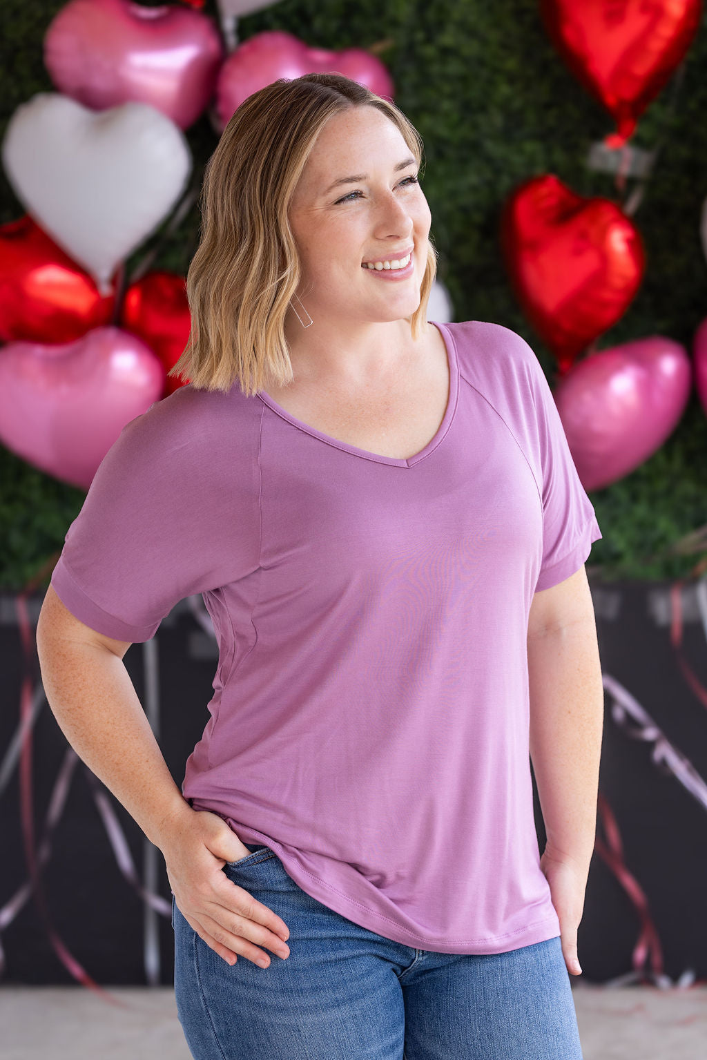 IN STOCK Bamboo V Neck Tee - Pink