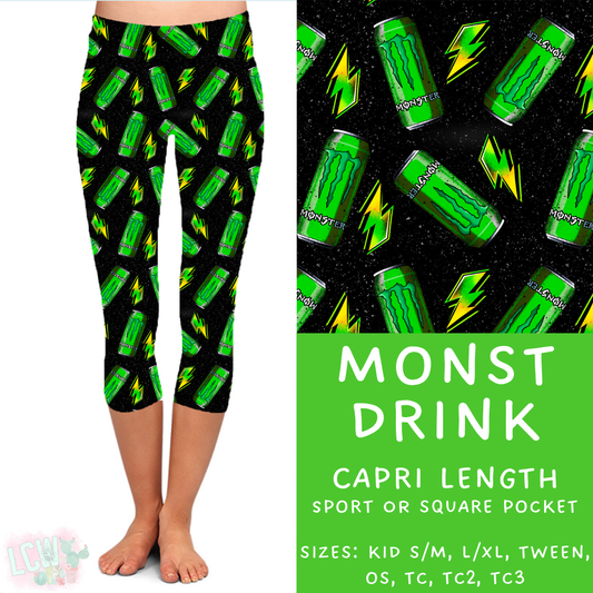 Batch #370 - Fun Run 12 - Closes 7/8 - ETA early Sept - Monst Drink Capri Length Leggings
