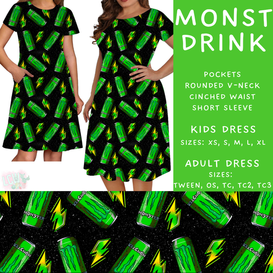 Batch #370 - Fun Run 12 - Closes 7/8 - ETA early Sept - Monst Drinks Adult & Kids Dresses