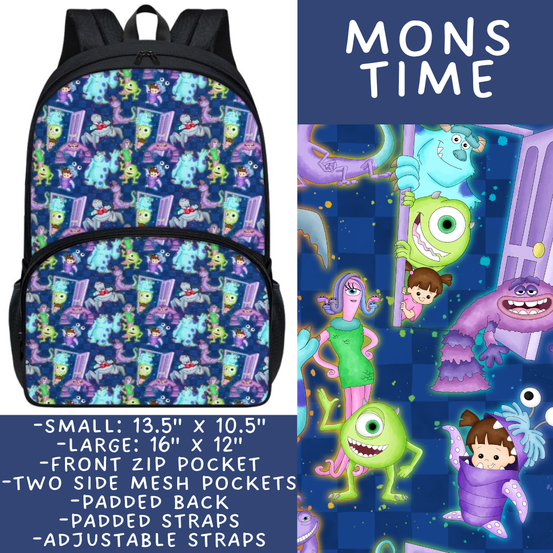 Batch #545 - Back to School 3 - Closes 6/19 - ETA early/mid August - Mons Time Backpacks