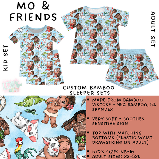Ready To Ship - Mo & Friends Kid's Bamboo Short Sleeper Set - 12T