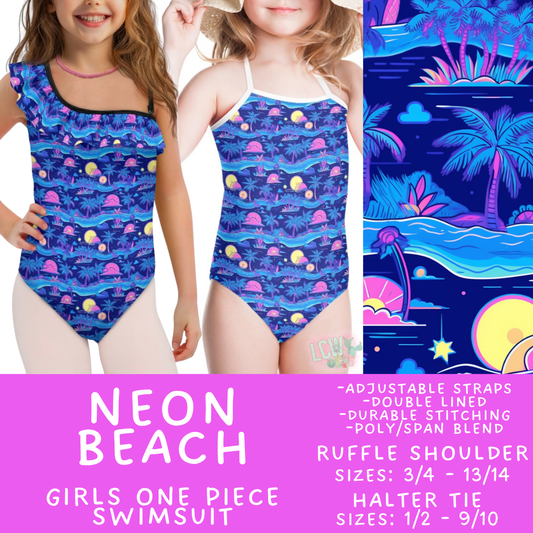 Batch #543 - Pool Party 2 - Closes 6/15 - ETA early/mid August - Neon Beach Girl's Swimsuit