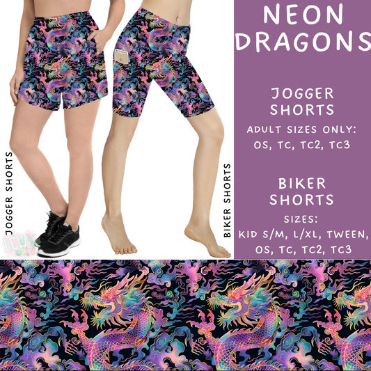 Batch #347 - Fun Run 11 - Closes 5/29 - ETA mid/late July - Neon Dragons Biker & Jogger Shorts